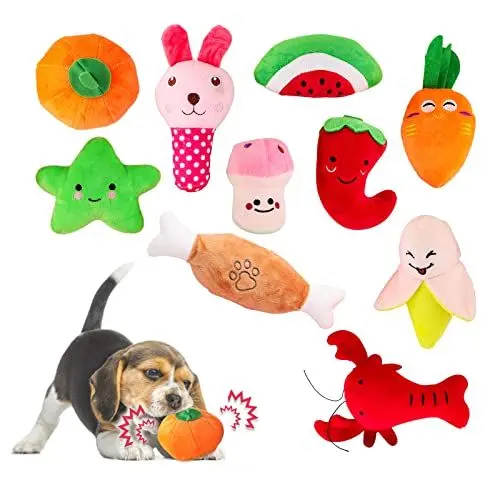 Produktbild: Glaublieb 10 Stück Hundespielzeug Quietschend Niedliches Weiches Plüschspielzeug Interaktives Spielzeug für Kleine und Mittlere Hunde um Langeweile zu Lindern, bis zu 12 kg (10pcs)