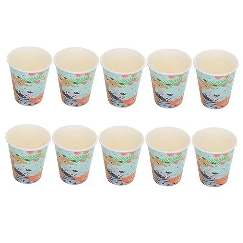 Produktbild: GLEAVI 10St einweg bechern disposable cups wasserbecher drinking glasses kaffeglässer tea glass coffee mug kaffeehaferl capycup water cup Teebecher wasserkelch Pappbecher Geschirr Kind