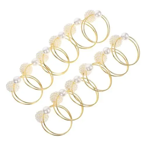 Produktbild: GLEAVI 12St Serviettenring serviettenhalter Schnalle Perlmutt-Serviettenhalter Esstisch Ring Tischdeko Metall Serviettenhalter Esstisch dekor Serviettenhalter für Stoffservietten
