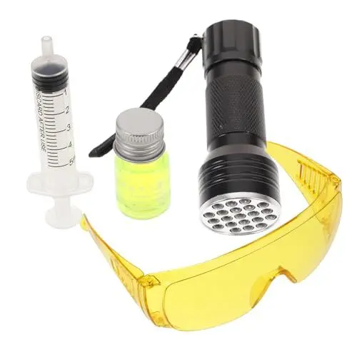 Produktbild: GLEAVI 1 Satz Klimaanlagen Leck Klimaanlage UV Lecklicht Kältemittel Lecklichter Farbstoff Kit Brillen UV Farbstoff Für Ölleck UV Farbstoff Kit Metall