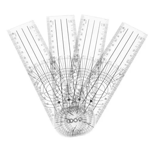 Produktbild: GLEAVI 1 Satz Winkel Lineal Messwerkzeug Klappbarer Winkelmesser Bau Goniometer Doppelter Arm Winkelmesser Winkelsucher Winkelmesser Führungslineal Zur Wundmessung Pvc Transparent 4 Stück