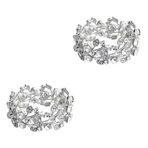Produktbild: GLEAVI 2St Hochzeitstennis Diamantarmband für Damen Armband für Perlenarmbänder Brautaccessoires Armband Kristallfrauenarmband elastisch Zubehör Schmuck