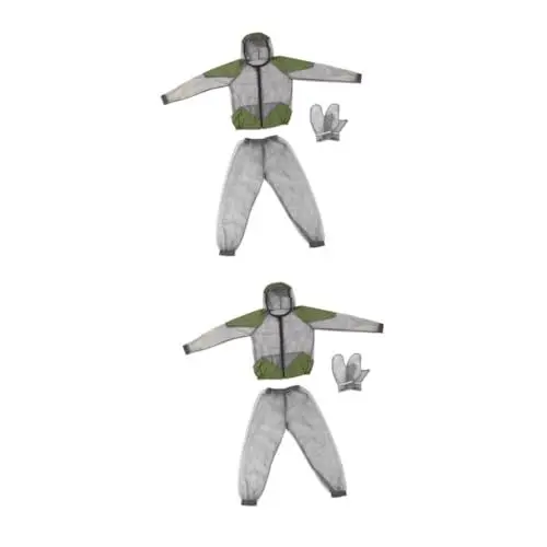 Produktbild: GLEAVI 2 Sets Atmungsaktive Mesh Outdoor Anzug Handschuhe Grau Voll Für Camping Angeln Jagd Wandern