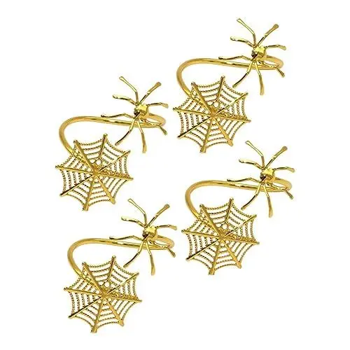 Produktbild: GLEAVI 4 Stück Spinnennetz-servietten Schnalle Hexenring Spinne Serviettenring Serviettenhalter Strg-Ring Hexenserviettenringe Party-serviettenring Bankett Metall Halloween Legierung