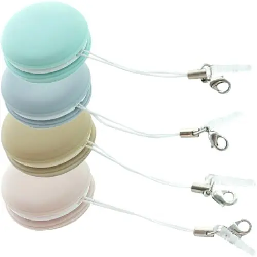 Produktbild: GLEAVI Beutel-Mikrofaser-Reinigungstuch In Macaron-Form – 4 Stück Tragbares Objektiv- Und Bildschirm-Reinigungstuch Schlüsselanhänger Mini-Handy-Bildschirmwischer Brillen-Bürste (Rosa