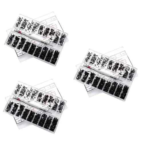 Produktbild: GLEAVI 3 Stück 18 Miniaturschrauben Schwarz Flach Versenkt Aus Hochhartem Stahl Tragbare Aufbewahrungsbox Für Reparaturen