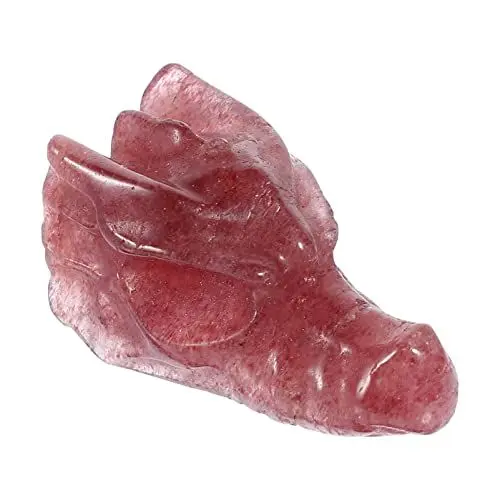 Produktbild: GLEAVI Kristalldekoration Kristall-Drachenkopf-Schädel-Statue Handgeschnitzte Drachenkopf-Figuren Tierskulptur Steine Statue Dekoration Ornament Geschenk Rot Tischdekoration