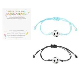 Produktbild: Gleemix Fussball Geschenke Jungen Armband 2 Stück, Verstellbares Gewebte Armband Jungen, Schulanfang Armbänder für Fußballfans, Fußball Geschenke für Jungs