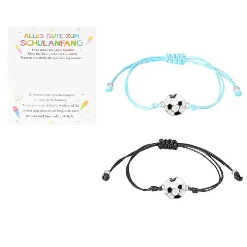 Produktbild: Gleemix Fussball Geschenke Jungen Armband 2 Stück, Verstellbares Gewebte Armband Jungen, Schulanfang Armbänder für Fußballfans, Fußball Geschenke für Jungs