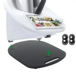 Produktbild: Gleitbrett für Thermomix TM6 TM5-360° Universalrädern Rollbrett für Thermomix Vorwerk Küchenmaschine, Bambus Unterlage Brett TM5 TM6 Zubehör Schnelles Bewegen Rollbrett mit Gummifüße Schwarz