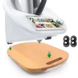 Produktbild: Gleitbrett für Thermomix TM6 TM5-360° Universalrädern Rollbrett für Thermomix Vorwerk Küchenmaschine, Bambus Unterlage Brett TM5 TM6 Zubehör Schnelles Bewegen Rollbrett mit Gummifüße
