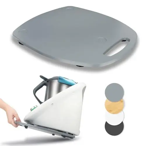Produktbild: Gleitbrett für Thermomix TM6 TM5, Bambus Unterlage Brett Leichtes Gleiten Thermomix Vorwerk Küchenmaschine Zubehör, Grau