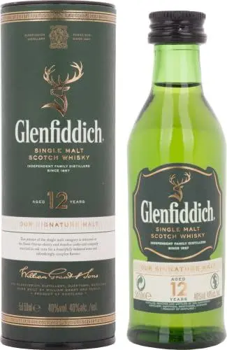 Produktbild: Glenfiddich 12 Years Old Single Malt Scotch Whisky 40% Volume 0,05l in Geschenkbox Whisky