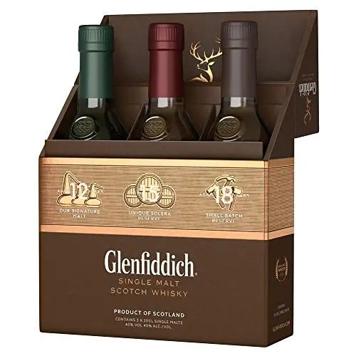 Produktbild: Glenfiddich Single Malt Scotch Whisky Probierset (3 x 20cl) - 12 Jahre, 15 Jahre und 18 Jahre mit Geschenkverpackung - ein Geschenk zum Genießen