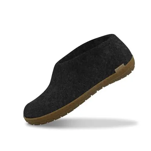 Produktbild: Glerups Filz Hausschuhe Herren und Damen (Größe 45) | Komfortabler Hausschuh mit Natürlicher Gummisohle | Herren & Damen Slipper Geschlossen | Comfortable Slippers Women & Men