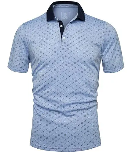 Produktbild: GLESTORE Golf Poloshirt Herren Kurzarm Polo Shirt Hemd für Männer Polohemden Regular Fit Blau M