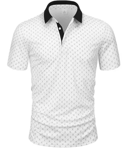 Produktbild: GLESTORE Golf Poloshirt Herren Kurzarm Polo Shirt Hemd für Männer Polohemden Regular Fit Weiß L