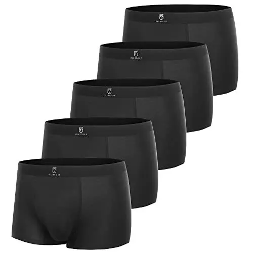 Produktbild: GLESTORE Herren Boxershorts Unterhosen Männer Short Boxer Unterwäsche Modal 5er Pack Schwarz XL