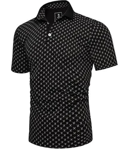 Produktbild: GLESTORE Golf Poloshirt Herren Kurzarm Polo Shirt Hemd für Männer Polohemden Regular Fit Schwarz L