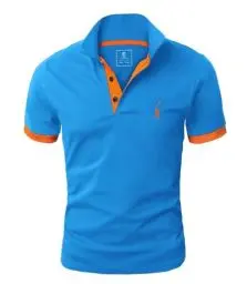 Produktbild: GLESTORE Kurzarm Poloshirt Herren T Shirt Männer Hemd Herren T-Shirt Sommer Polo Shirt Blau&Orange XL
