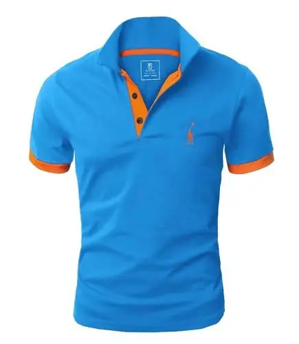 Produktbild: GLESTORE Kurzarm Poloshirt Herren T Shirt Männer Hemd Herren T-Shirt Sommer Polo Shirt Blau&Orange XL