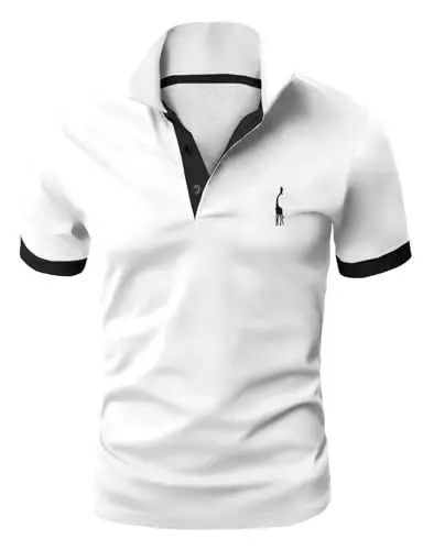 Produktbild: GLESTORE Kurzarm Poloshirt Herren T Shirt Männer Hemd Herren T-Shirt Sommer Polo Shirt Weiß L