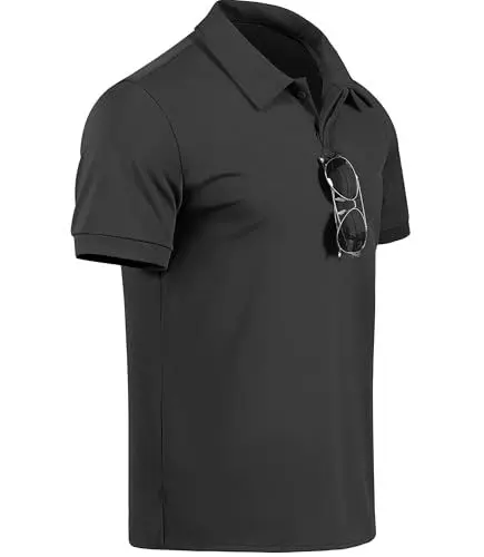 Produktbild: GLESTORE Poloshirt Herren Golf Kurzarm Poloshirts für Männer Polohemd Sport Polo Shirt Schwarz XL