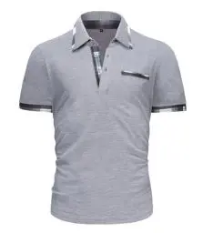 Produktbild: GLESTORE Poloshirt Herren Kurzarm Golf Polohemd Poloshirts Männer Polos T Shirt Polohemden Hellgrau L