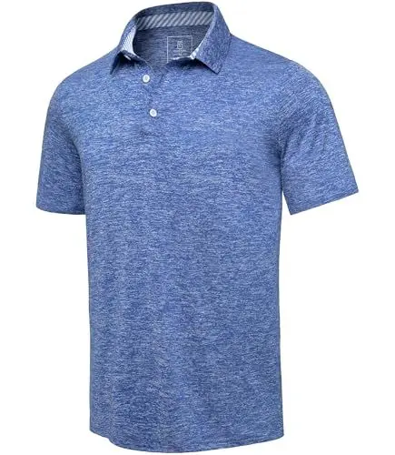 Produktbild: GLESTORE Poloshirt Herren Kurzarm Golf Atmungsaktiv Gestreift Polos Casual Sport Tshirt Blau L