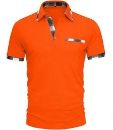 Produktbild: GLESTORE Poloshirt Herren Kurzarm Golf PoloHemd mit Falsche Brusttasche Sommer Polo T Shirt Orange XXL