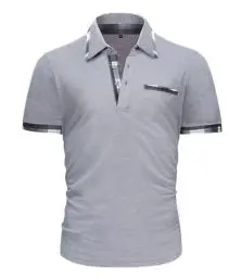 Produktbild: GLESTORE Poloshirt Herren Kurzarm Golf Polohemd Poloshirts Männer Polos T Shirt Polohemden Hellgrau XXL