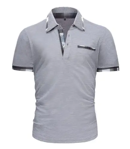 Produktbild: GLESTORE Poloshirt Herren Kurzarm Golf Polohemd Poloshirts Männer Polos T Shirt Polohemden Hellgrau XXL
