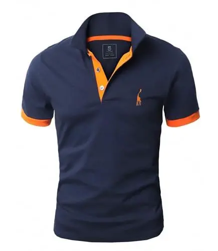 Produktbild: GLESTORE Poloshirt Herren Männer Hemd Herren Kurzarm Giraffe Stickerei T-Shirt Sommer Golf Marine 3XL