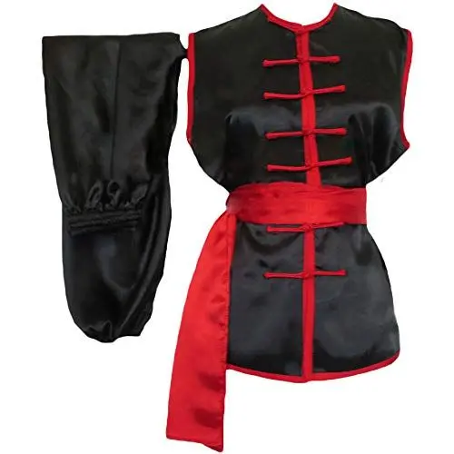 Produktbild: G-LIKE Kampfsport Kung Fu Uniform - Traditionelle Chinesische Kampfkunst Nanquan Tai Chi Qigong Wushu Sanda Karate Ärmellos Kleidung Trainingsanzug mit Gürtel für Männer Frauen Kinder (XL)