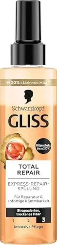 Produktbild: Gliss Express-Repair-Spülung Total Repair (200 ml), Haarspülung sorgt für sofortige Kämmbarkeit und Schutz vor Haarbruch, Pflegespülung mit Hitzeschutz bis zu 230 °C