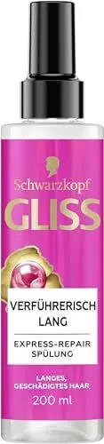 Produktbild: Gliss Express-Repair-Spülung Verführerisch Lang (200 ml), Haarspülung für verführerisch langes Haar, Pflegespülung mit Hitzeschutz für Schutz vor zukünftigen Haarschäden