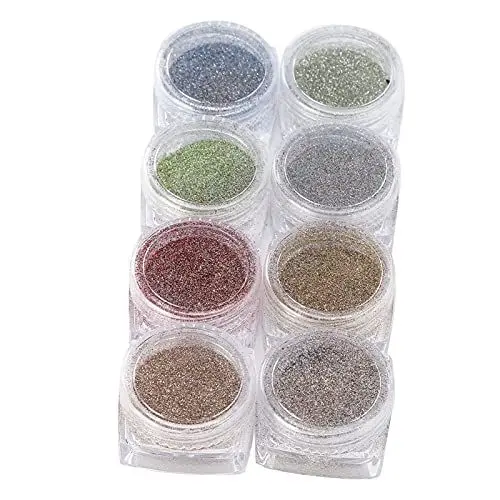 Produktbild: 8-farbiges Glänzendes Glitzer-Laserpulver, DIY-schillerndes Pulver für Kunst und Handwerk, Ultra-funkelnder Glitzerstaub
