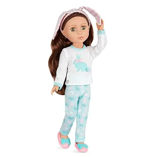 Produktbild: Glitter Girls Puppe Pixie – Bewegliche 36 cm Puppe mit Schlafanzug Puppenkleidung, Zubehör und rotbraunen Langen Haaren zum Frisieren – Spielzeug ab 3 Jahren (6 Teile)
