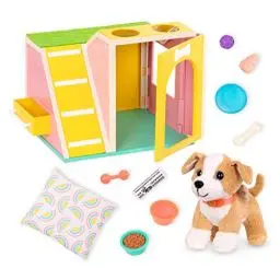 Produktbild: Glitter Girls Puppenzubehör – Kuscheltier Hund Chihuahua Lollie mit Zubehör Set Hundehütte – Accessoires für 36 cm Puppen, Plüschtier und Puppenhaus Puppenmöbel Spielzeug für Kinder ab 3 Jahre