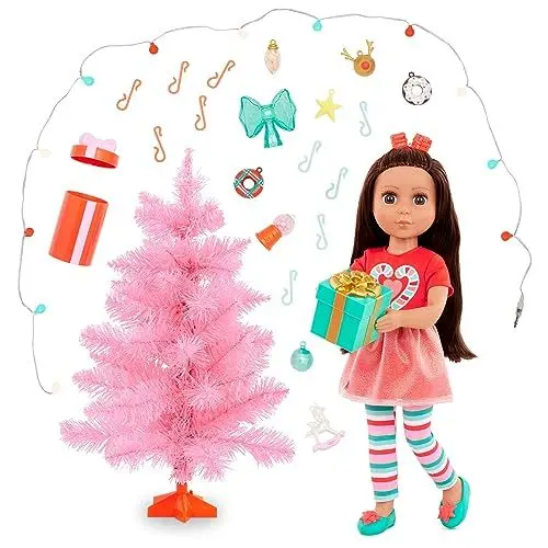 Produktbild: Glitter Girls – Deluxe Puppe mit Weihnachtszubehör – Bewegliche 36 cm Puppe mit Kleidung ind Zubehör – braunes langes Haar zum Frisieren – Weihnachtsbaum, Weihnachtsdekoration – Spielzeug ab 3 Jahren