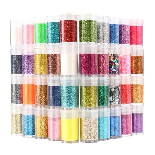Produktbild: Glitter für Handwerk 40 Farben, holografisches Gesicht feiner Körper Glitter für Tumble Nail Art Seife Kerze, funkelnde Pailletten Schimmer, Harz Zubehör für 5g Fläschchen