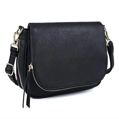 Produktbild: GLITZALL Crossbody-Taschen für Damen, kleine Cross-Body-Börse und Schulter-Handtaschen mit mehreren Taschen, PU-Leder, schwarz, Small