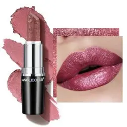 Produktbild: Anglicolor Glitzer Lippenstift Pflaume Metallic Glänzend Glossy,Shimmer Lipstick Seidig Velvet Langanhaltend Feuchtigkeitsspendende,Vegan Lipgloss Damen Mädchen Make-up (03 LOVE PARTICLE,4g)