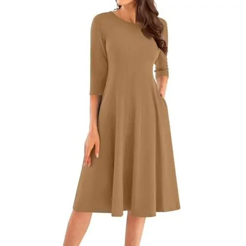 Produktbild: Glitzerkleid Damen Silvester Strickkleid Winter Lang Kleider für Frauen Ab 50 Jahren Weinrot Festliches Mädchen Langarm Winterpullover Beige M