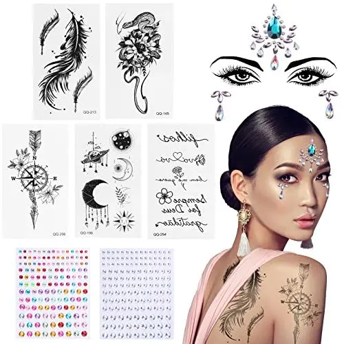 Produktbild: Glitzersteine Gesicht Strasssteine Gesicht Edelsteine, Festival Glitzer Gesicht Steine,Temporäre Tattoo-Aufkleber, Halloween Glitzersteine Selbstklebend Gesicht Kristalle Face Gems für Party Karneval