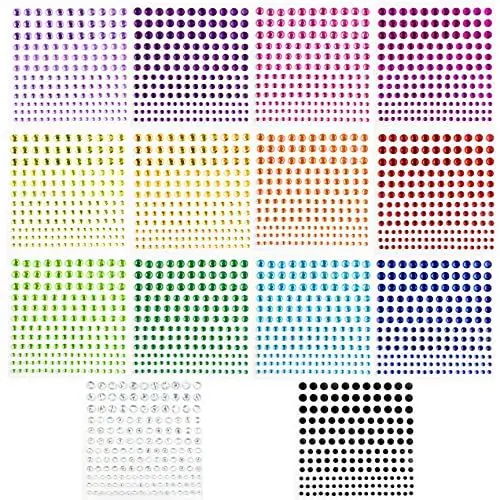 Produktbild: Glitzersteine Selbstklebend, Selbstklebend Strasssteine Schmucksteine,Glitzer Basteln Diamanten (14 Farben Diamant-Aufkleber)