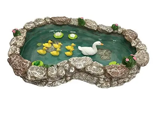 Produktbild: GlitZGlam Ententeich - Mutter und ihre Jungen! EIN Miniatur-Ententeich für den Miniaturfeengarten und Miniaturgartenzubehör