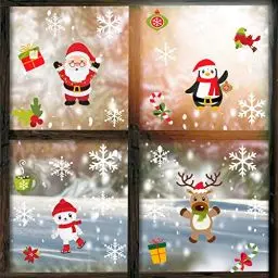 Produktbild: Glitzkind Fensterbilder Weihnachten | Weihnachtsdeko Fenster-Sticker Fenster-Deko zu Weihnachten für Kinder Weihnachts-Deko | Dekoration fürs Kinderzimmer Draußen | Winterdeko Fensterdeko