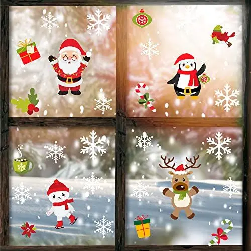 Produktbild: Glitzkind Fensterbilder Weihnachten | Weihnachtsdeko Fenster-Sticker Fenster-Deko zu Weihnachten für Kinder Weihnachts-Deko | Dekoration fürs Kinderzimmer Draußen | Winterdeko Fensterdeko