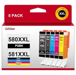 Produktbild: Glliter 580 581 XXL Multipack für Canon Druckerpatronen 580 581 Kompatibel mit Canon PIXMA TS6350a für Canon TR8550 Druckerpatronen für TS6300 TS6350 TS6351 TS9550 TS705 Drucker mit 5 Einzelpatronen